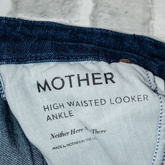 MOTHER Denim $248 High Rise Looker Ankle Jeans Blue Neither Here Nor there 25 - Picture 7 of 14